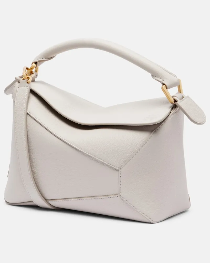 Loewe Tote Bag Puzzle Edge Small aus Leder Weiß