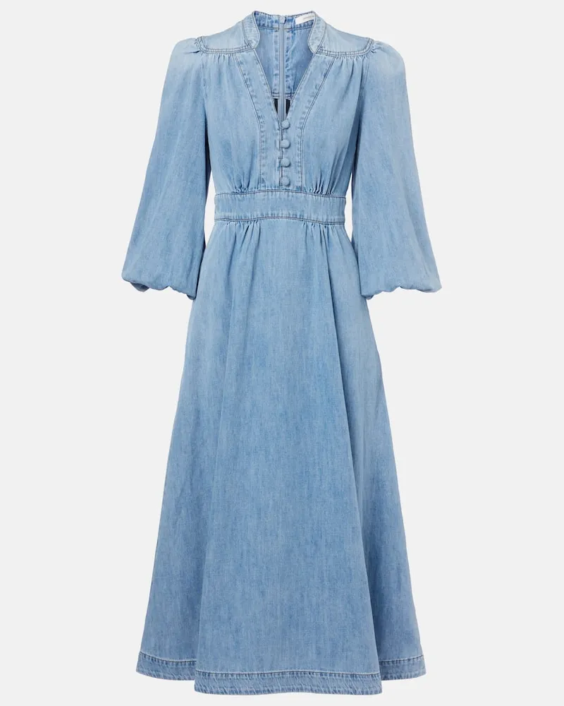 Zimmermann Midikleid Lucky aus Denim Blau