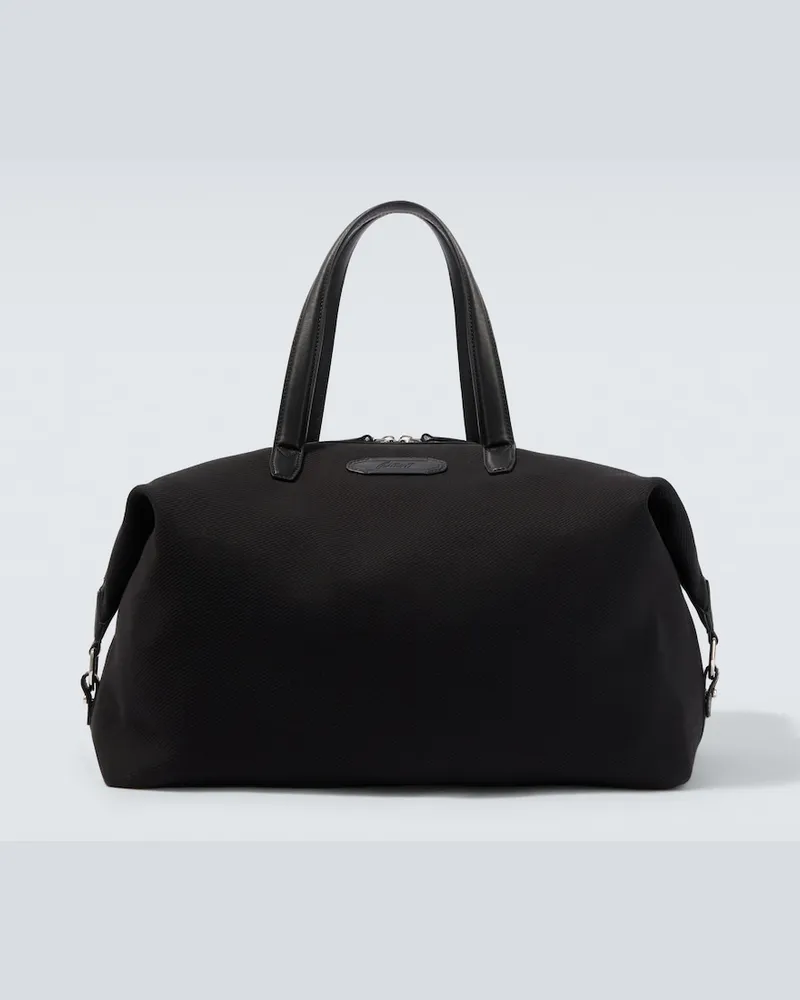 Brioni Weekender aus Canvas mit Leder Schwarz