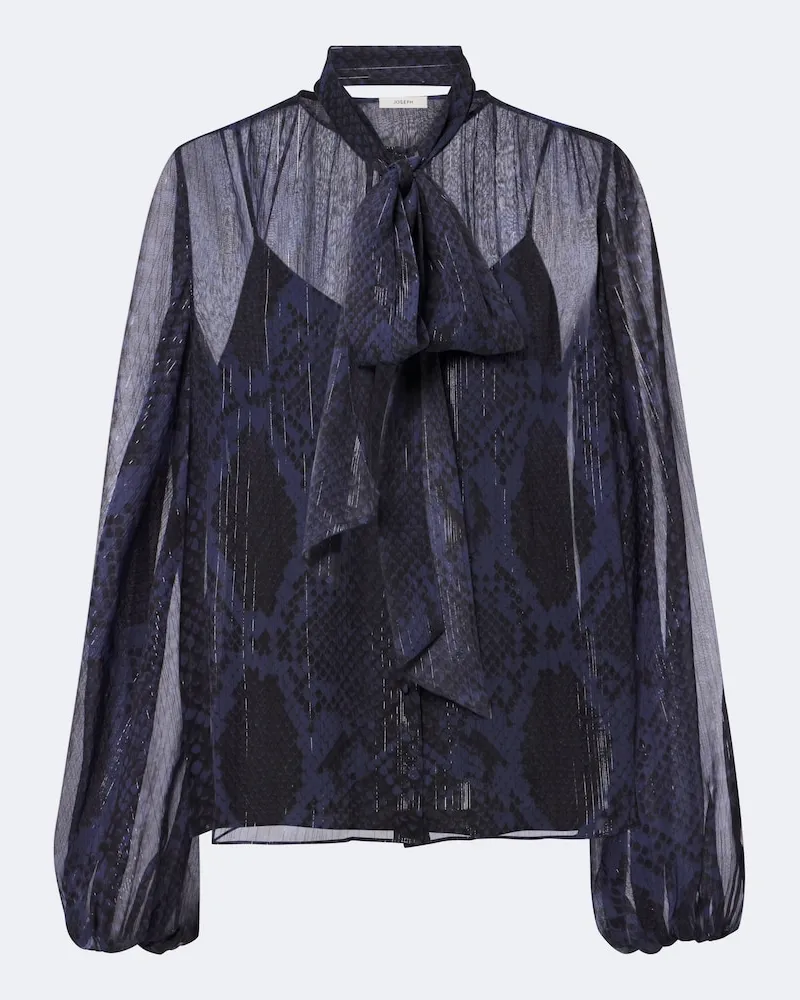 Joseph Schluppenbluse Sally aus Chiffon mit Lurex Blau