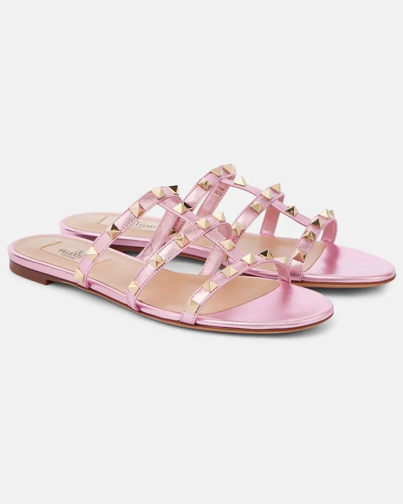 Valentino Garavani Sandalen Rockstud aus Metallic-Leder Rosa