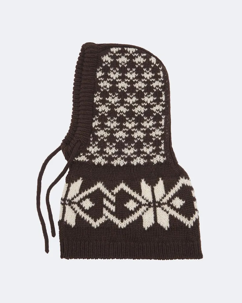 Moncler Fair Isle Balaclava aus einem Wollgemisch Braun