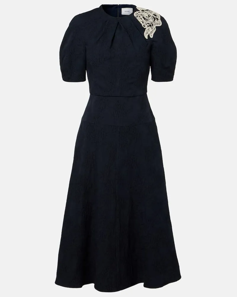 Erdem Midikleid aus Jacquard Blau