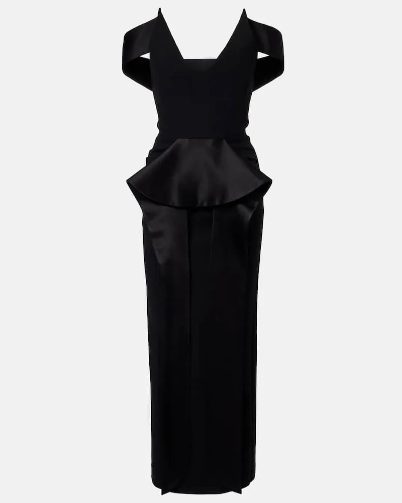 Maticevski Off-Shoulder-Midikleid Barrier aus Satin Schwarz