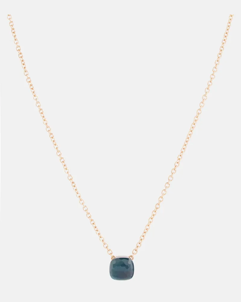 Pomellato Halskette Nudo aus 18kt Rosé- und Weißgold mit London Blue Topas Blau