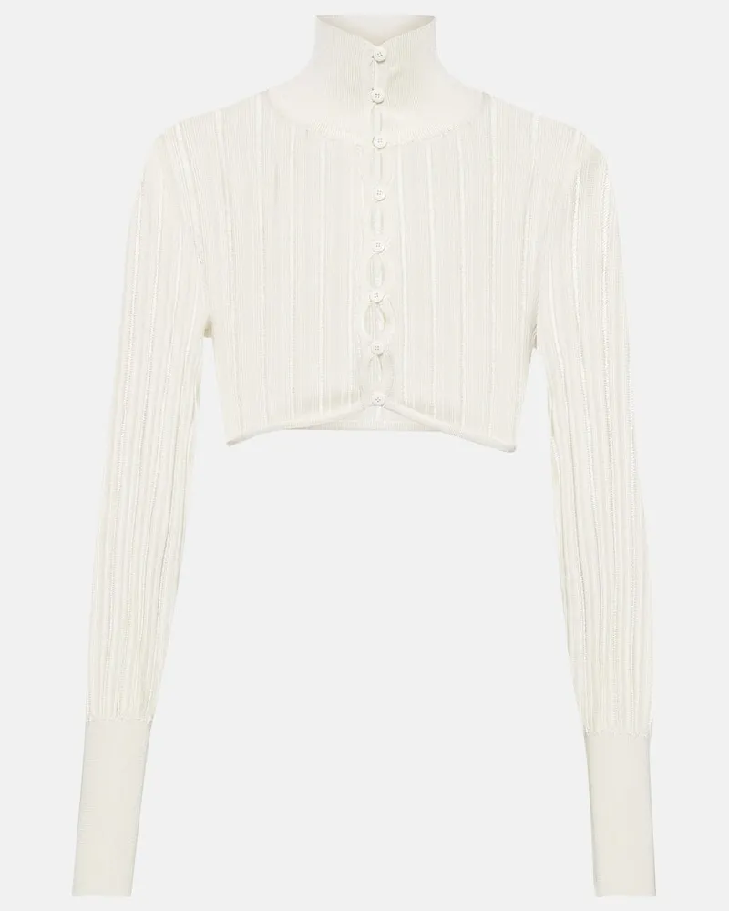 Alaïa Alaïa Cropped-Cardigan aus Rippstrick Weiß
