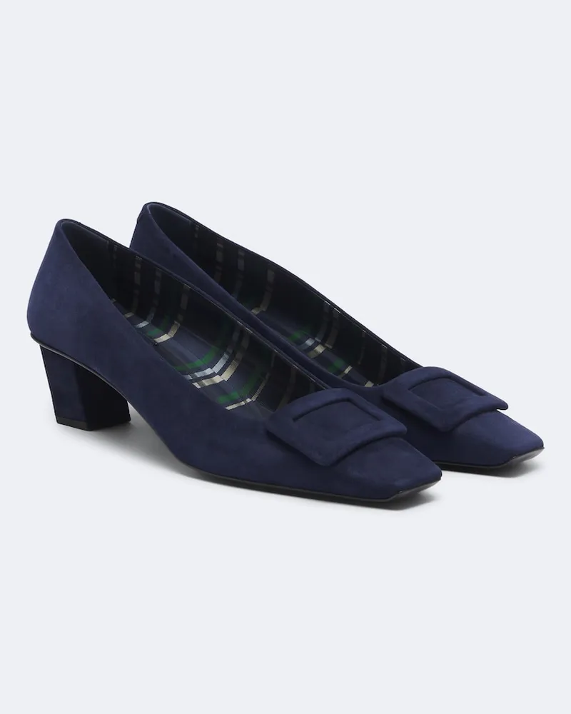 Roger Vivier Pumps Belle Vivier aus Veloursleder Blau