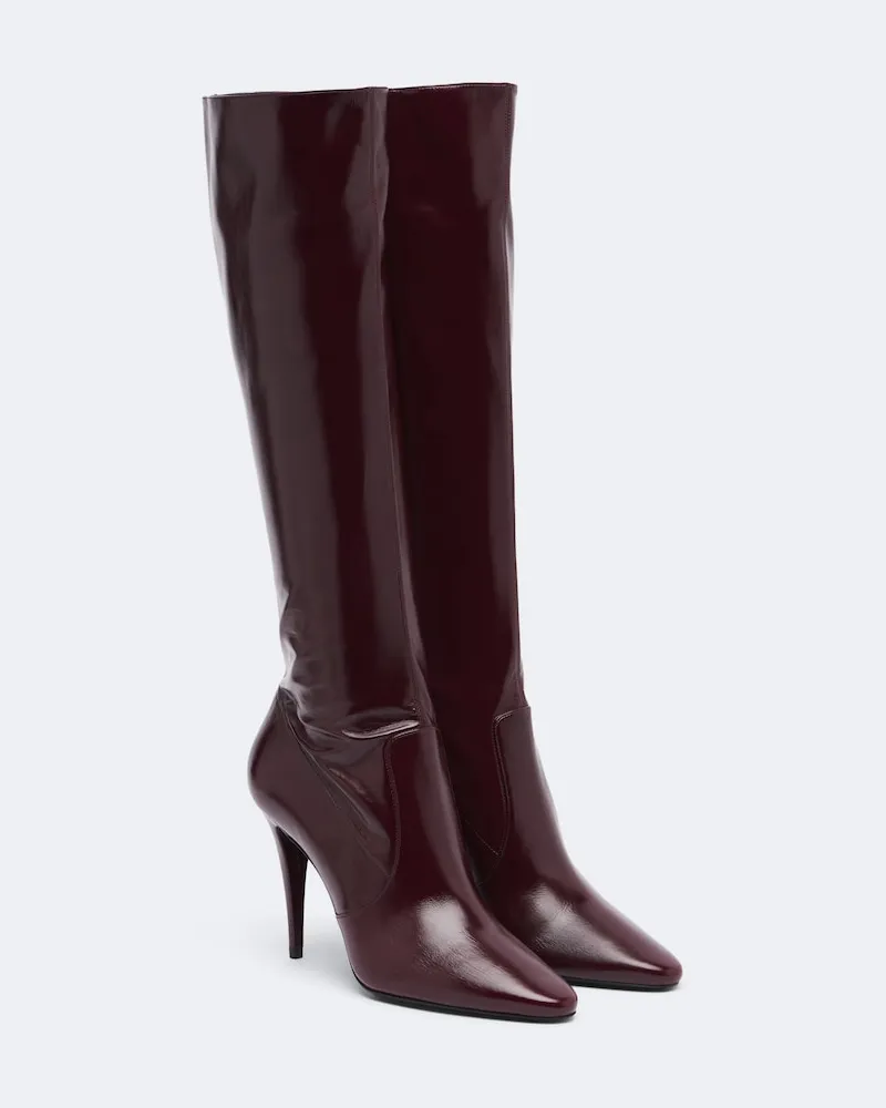 Saint Laurent Stiefel Capucine aus Leder Burgunderrot