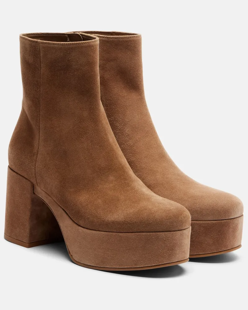 Gianvito Rossi Ankle Boots 35 aus Veloursleder Beige