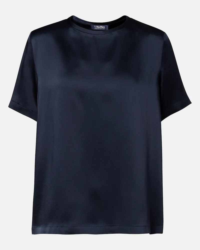 Max Mara T-Shirt aus Satin Blau