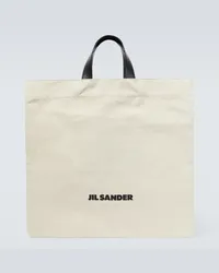 Jil Sander Tote Book aus Canvas mit Leder Multicolor