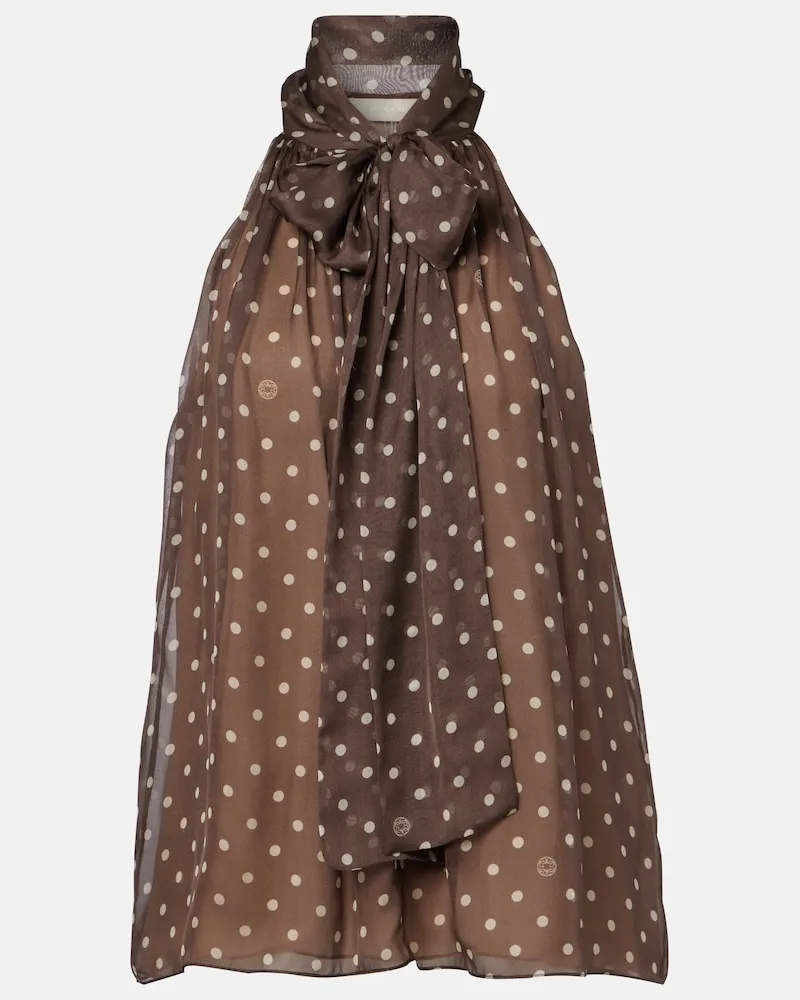 Elie Saab Top aus Seidenchiffon Braun