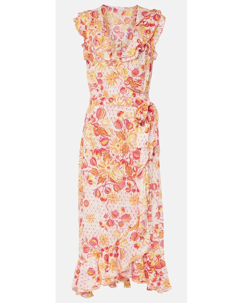 Poupette St Barth Bedrucktes Wickelkleid Aude Pink