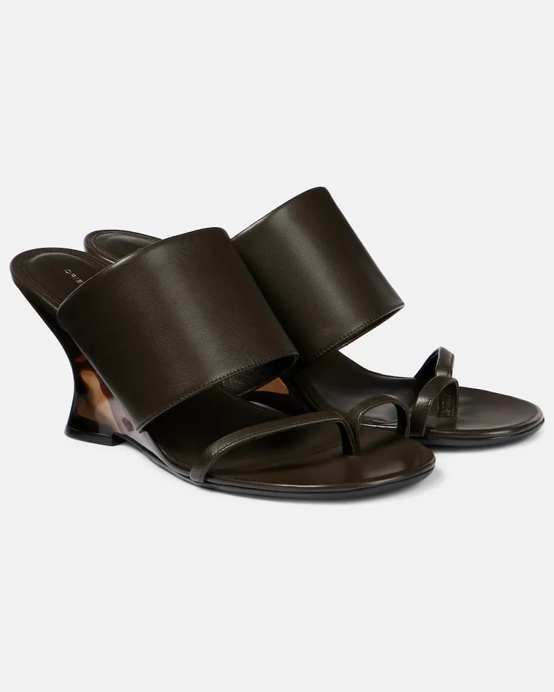 Dries van Noten Wedge-Pantoletten aus Leder Schwarz