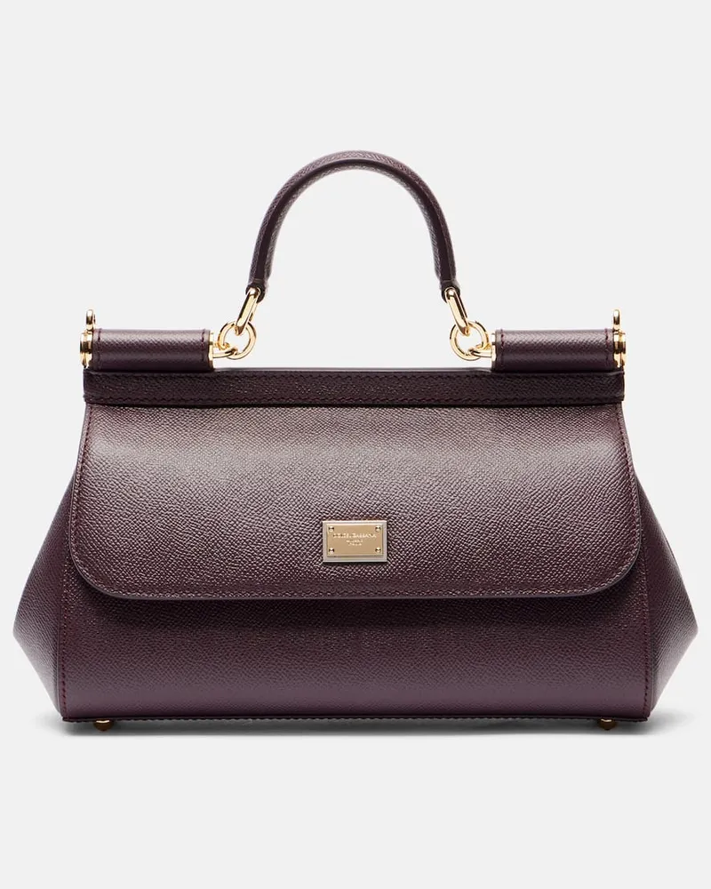 Dolce & Gabbana Tote Bag Sicily EW Small aus Leder Burgunderrot