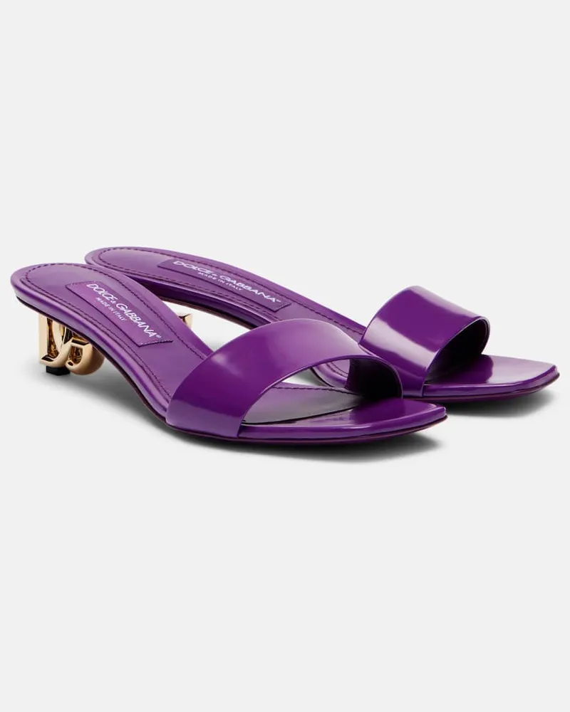Dolce & Gabbana Pantoletten DG aus Leder Lila