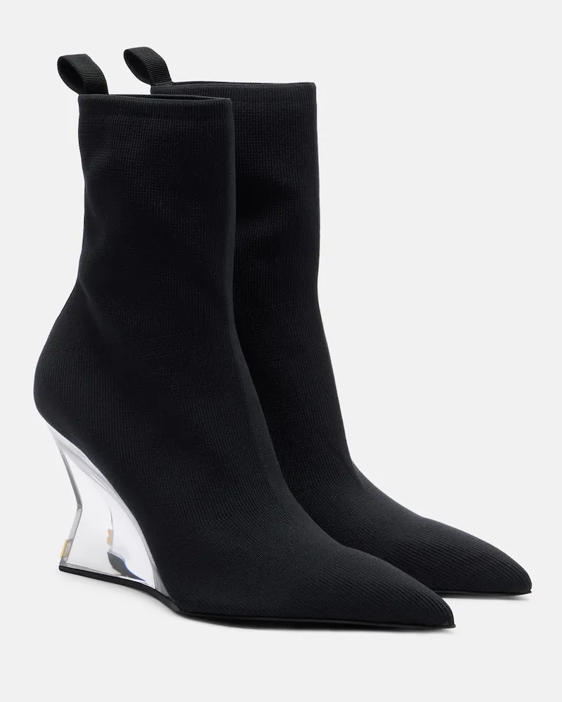 Balmain Ankle Boots aus Strick Schwarz