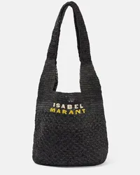 Isabel Marant Tote Praia Medium aus Raffiabast Schwarz