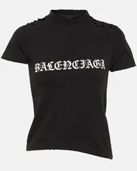 Balenciaga T-Shirt Gothic Type Shrunk Schwarz