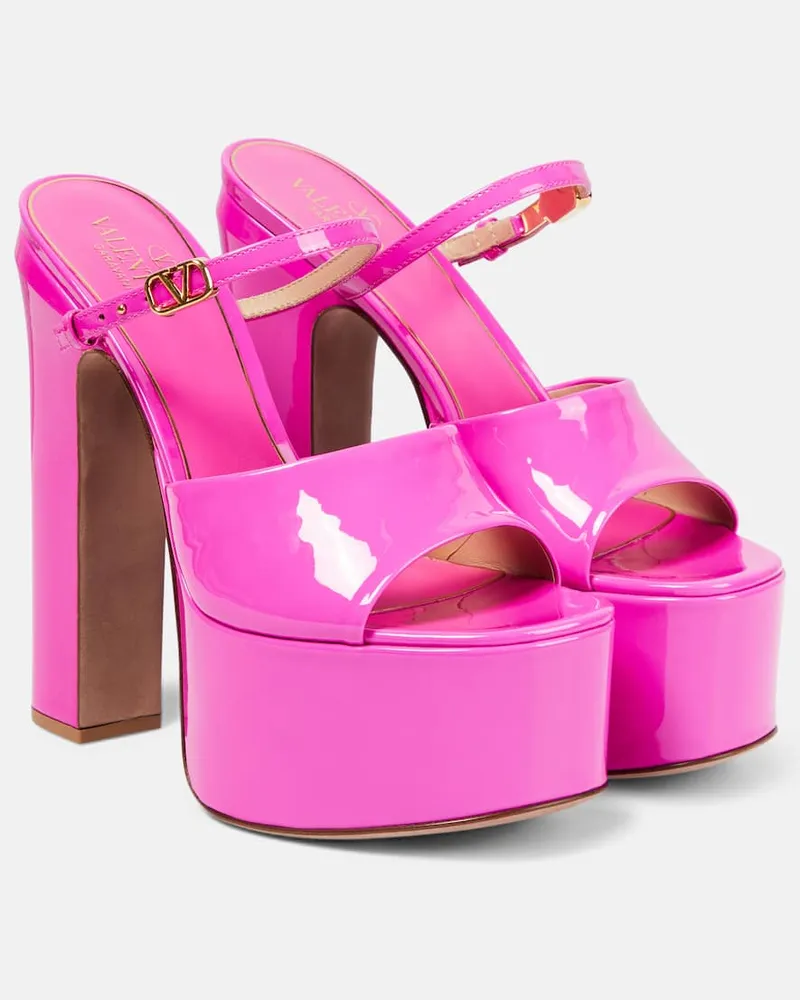 Valentino Garavani Plateausandalen Tan-Go aus Lackleder Rosa