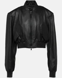 WARDROBE.NYC Cropped-Bomberjacke aus Leder Schwarz