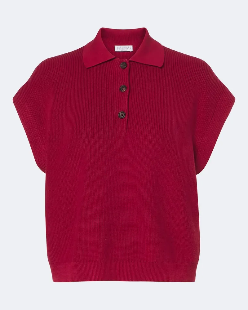 Brunello Cucinelli Polopullover aus Baumwolle Rot