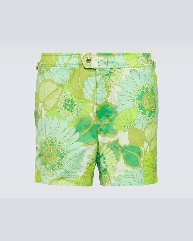 Tom Ford Bedruckte Badeshorts Grün