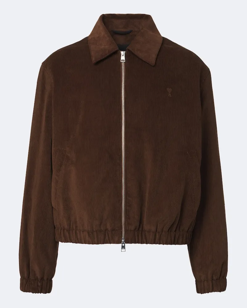 AMI Paris Blouson Ami de Coeur aus Baumwoll-Cord Braun