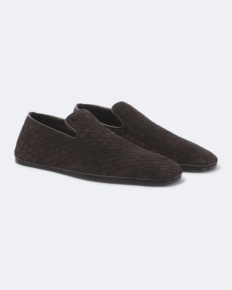 Bottega Veneta Slip-Ons Palazzo Intrecciato aus Veloursleder Braun