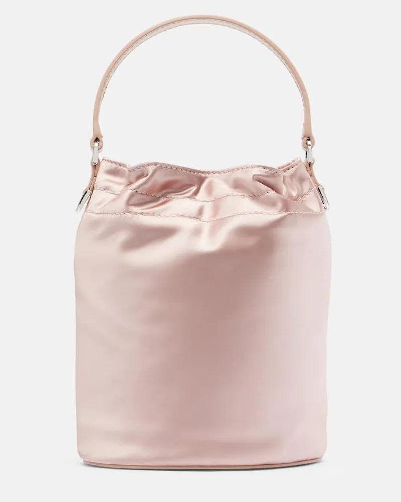 STAUD Bucket Bag Lila aus Satin mit Leder Rosa