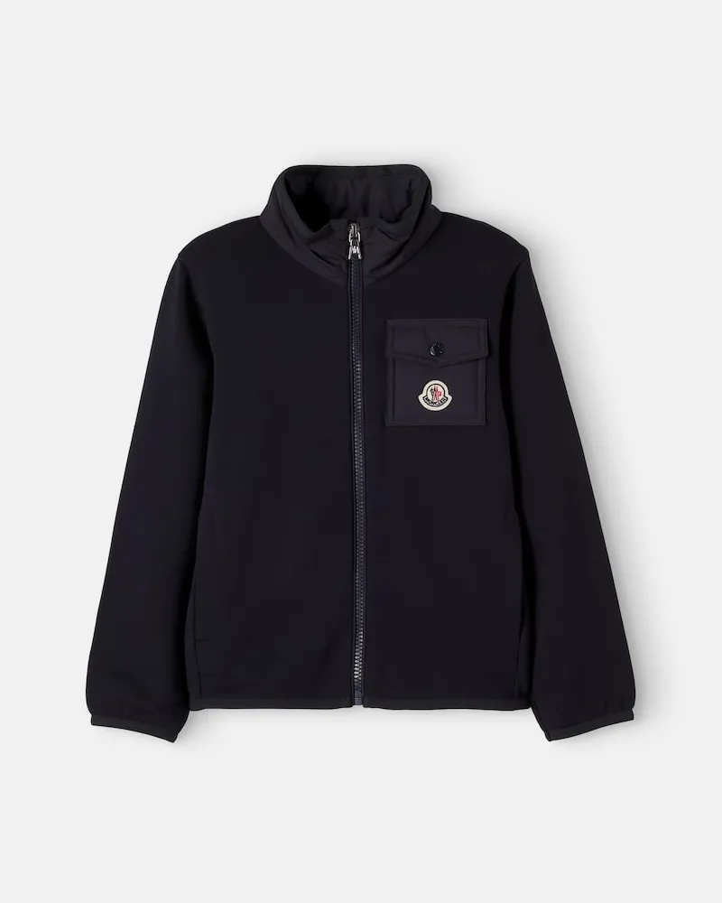 Moncler Pullover mit Reißverschluss aus Baumwolle Blau