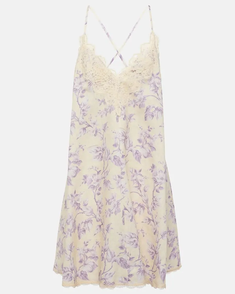 Zimmermann Slipdress Halliday aus Leinen mit Spitze Gelb