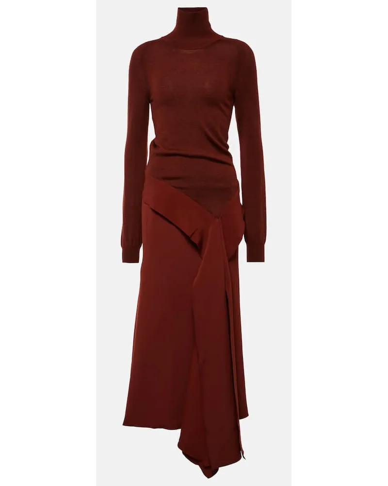 Victoria Beckham Midikleid aus Wolle und Crêpe Rot