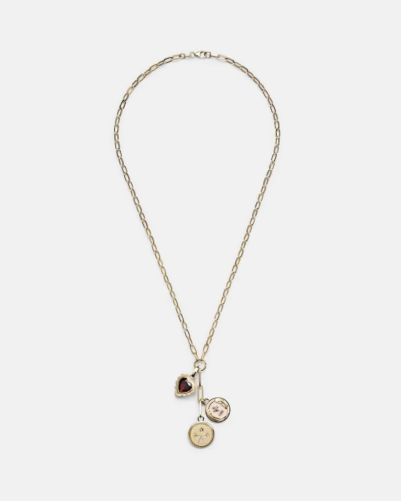 FOUNDRAE Halskette Love, Dream & Vivacity aus 18kt Gelbgold mit Emaille und Diamanten Gold