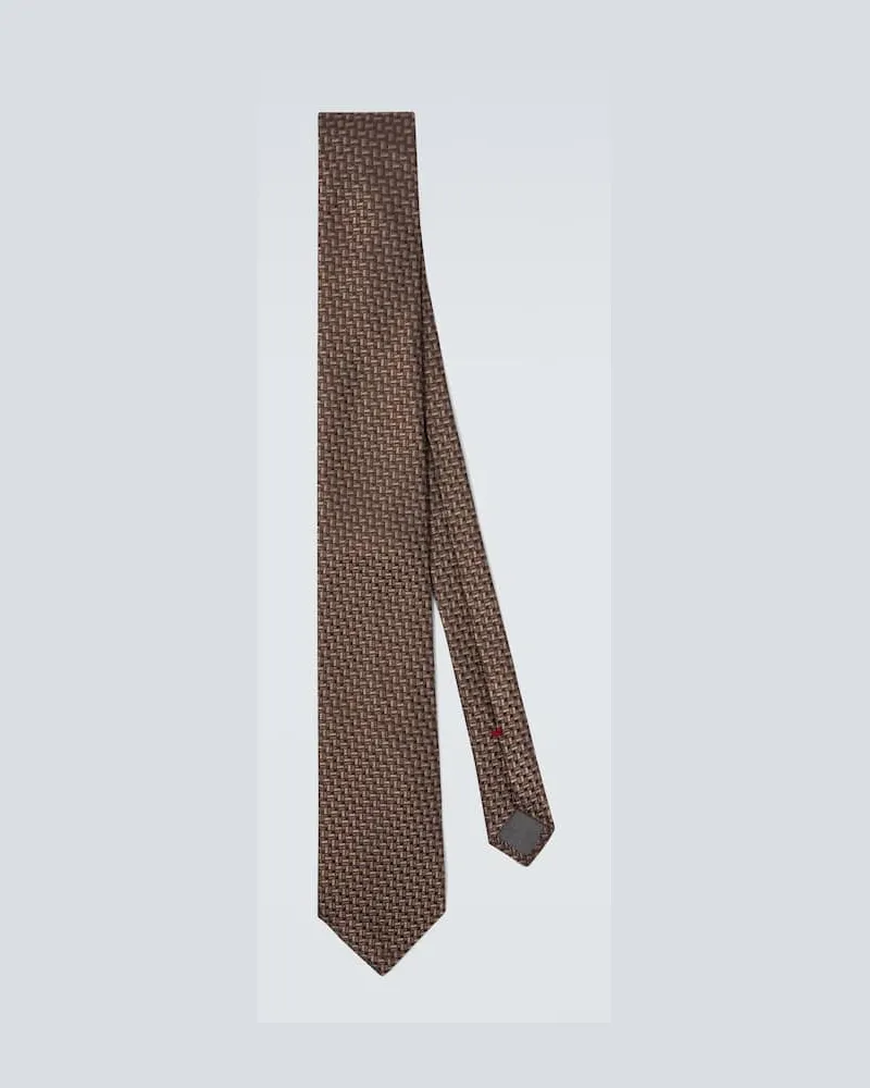 Brunello Cucinelli Krawatte aus Seiden-Jacquard Braun