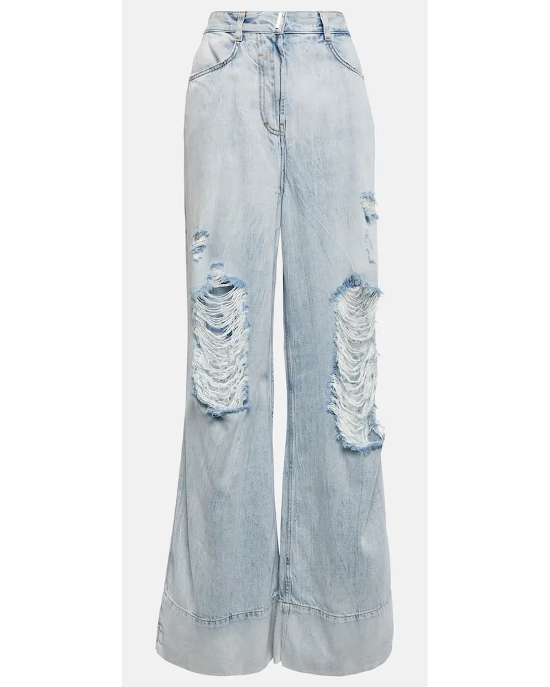 Givenchy Distressed Wide-Leg Jeans Blau