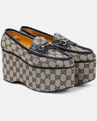 Gucci Plateau-Loafers  Horsebit GG aus Canvas Multicolor