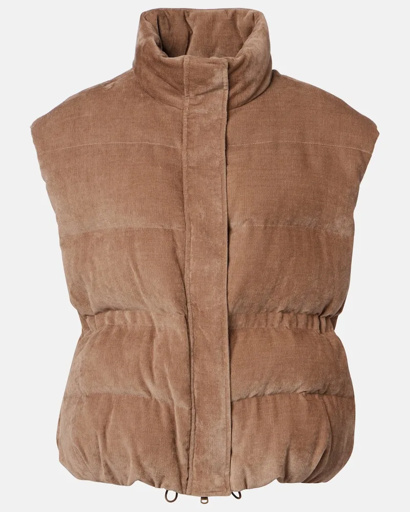 Brunello Cucinelli Daunenweste Monili aus Cord Braun