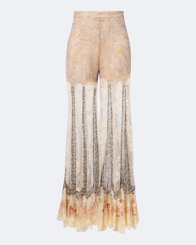 Zimmermann Schlaghose Valiant aus Seide mit Spitze Multicolor