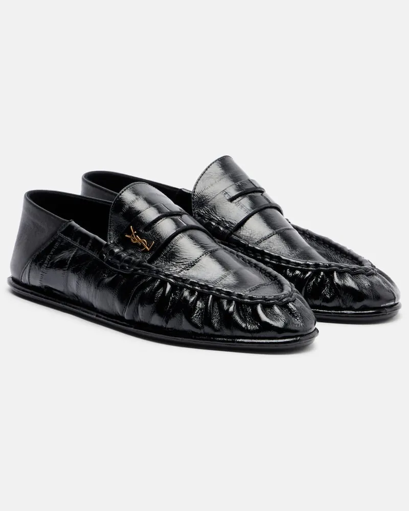 Saint Laurent Loafers aus Lackleder Schwarz