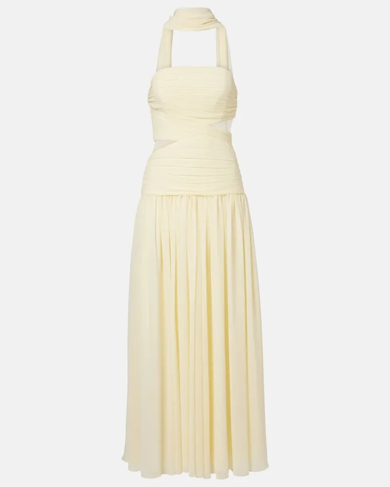 Self-Portrait Maxikleid aus Georgette Gelb