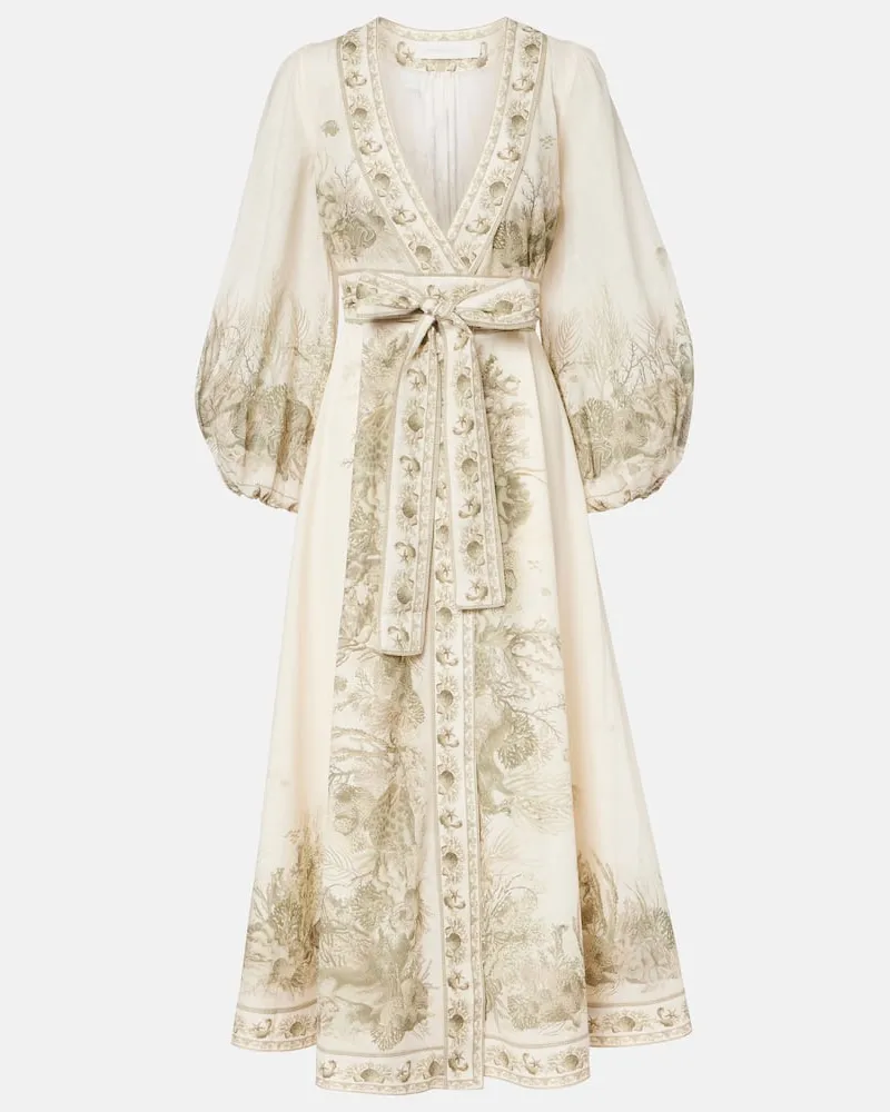 Zimmermann Bedrucktes Wickelkleid Wanderlust aus Baumwolle Weiß