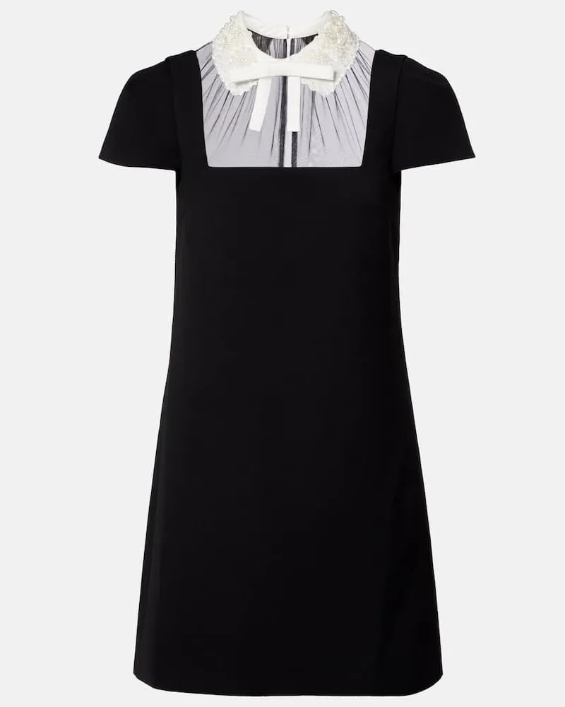 Self-Portrait Minikleid aus Crêpe Schwarz