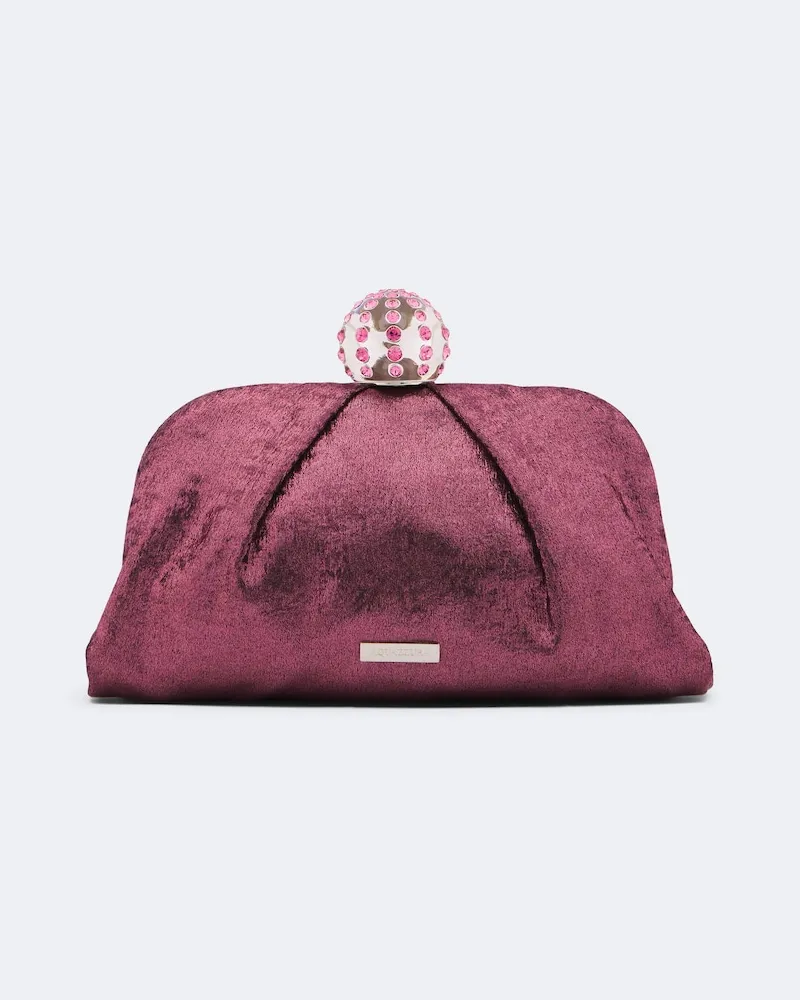Aquazzura Verzierte Clutch Tequila Mini aus Satin Rosa