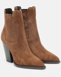 Saint Laurent Ankle Boots Theo 95 aus Veloursleder Braun