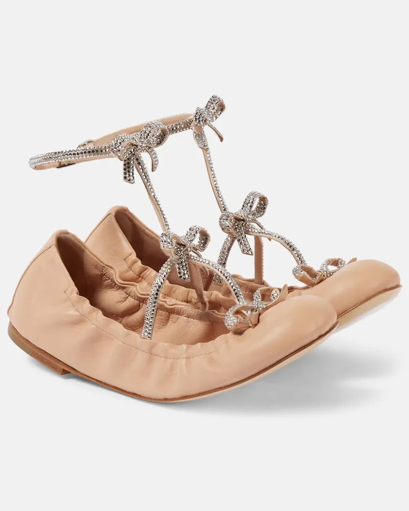 René Caovilla Verzierte Ballerinas Caterina aus Leder Rosa