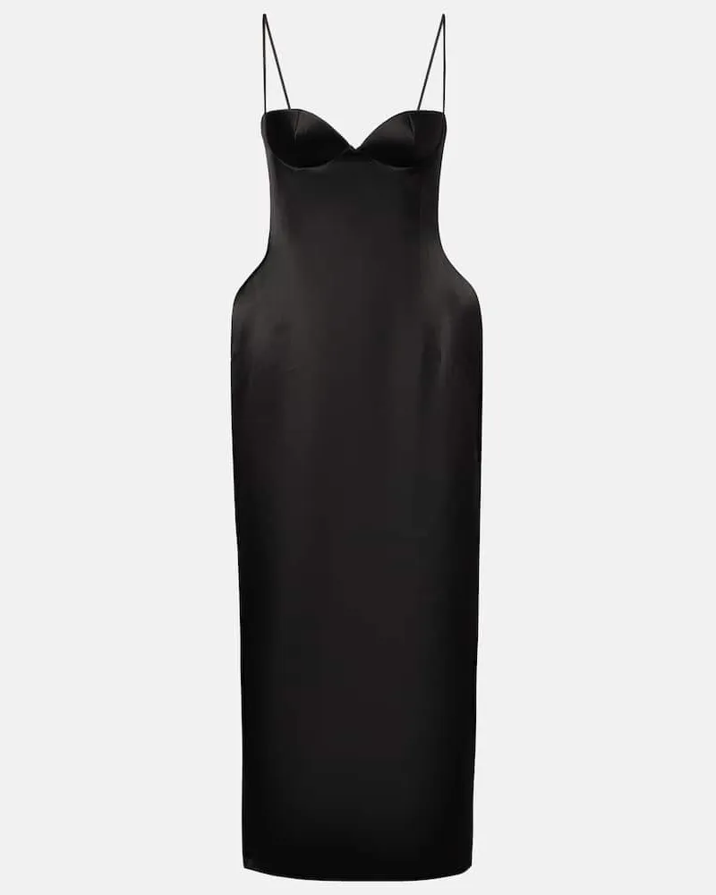 Magda Butrym Midikleid aus Seide Schwarz