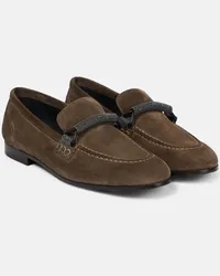 Brunello Cucinelli Loafers aus Veloursleder Braun