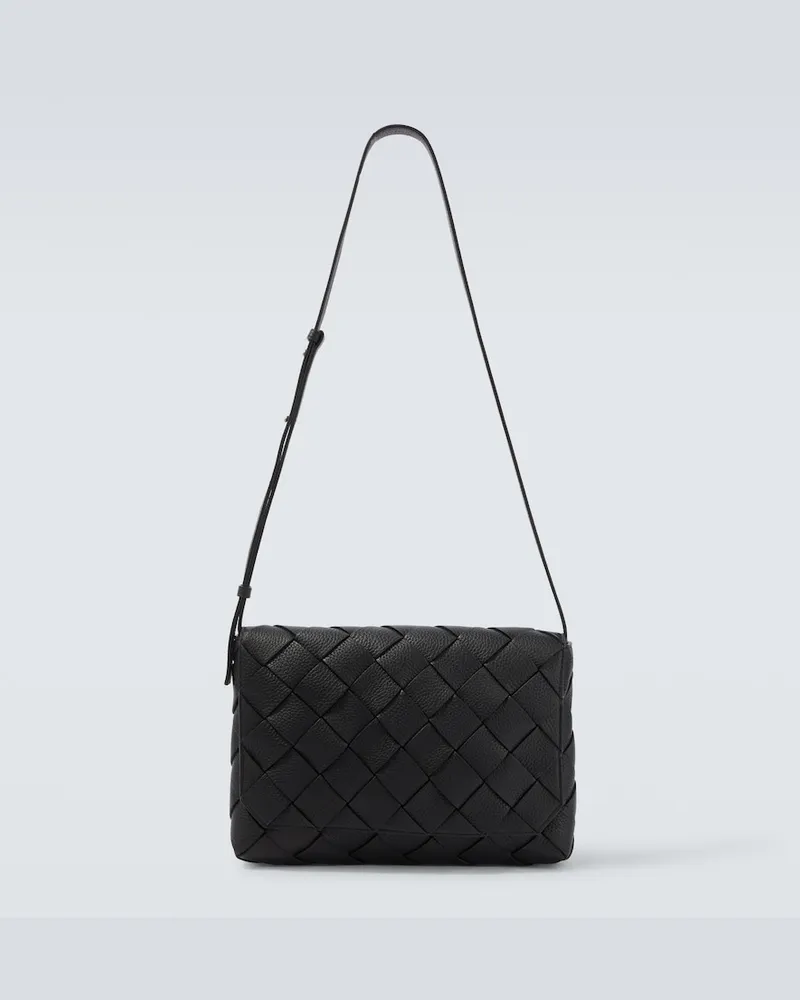 Bottega Veneta Messenger-Bag Diago Intreccio Large aus Leder Schwarz