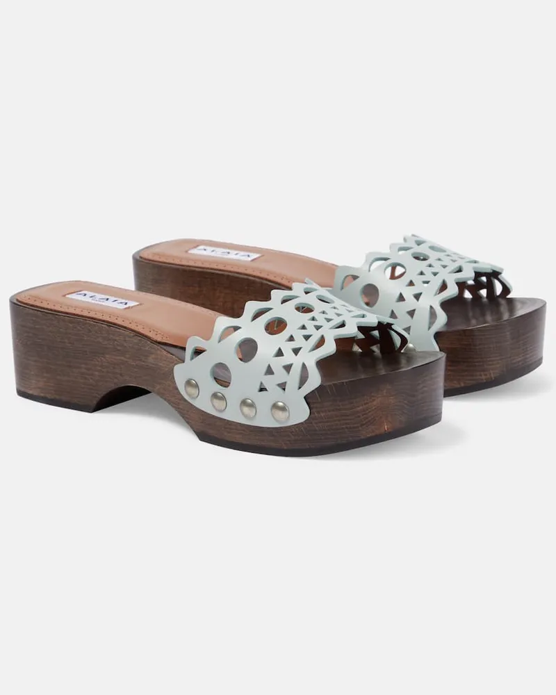 Alaïa Alaïa Pantoletten Vienne aus Leder Grün